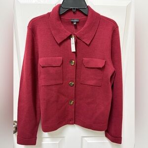 Talbots Red Utility Sweater Jacket